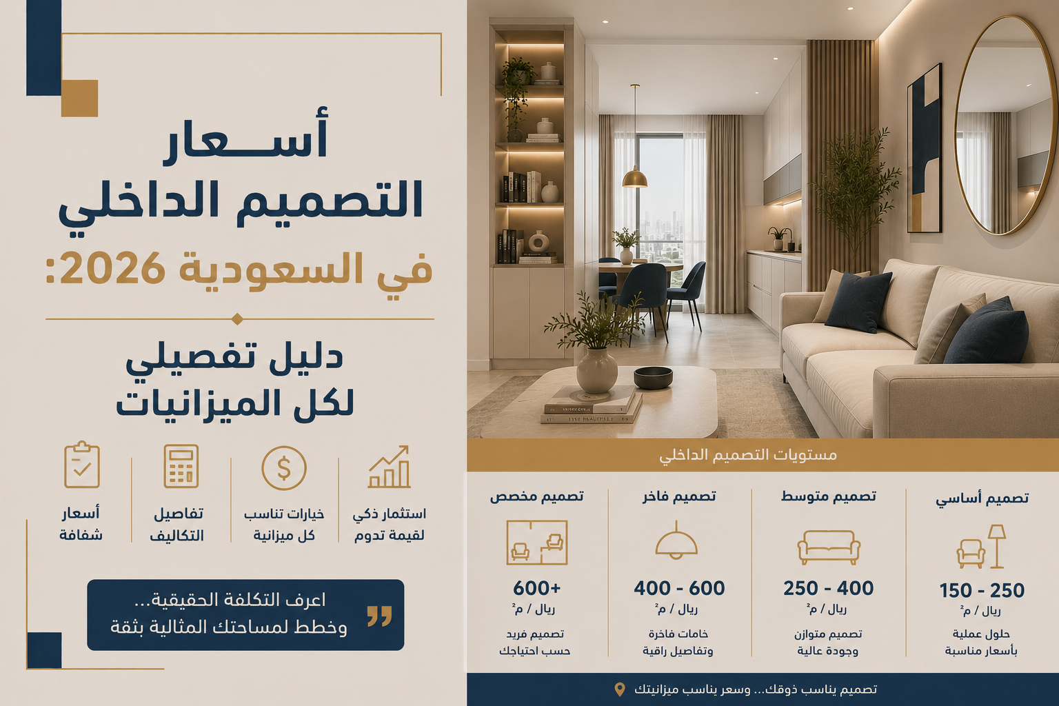 أسعار التصميم الداخلي في السعودية 2026