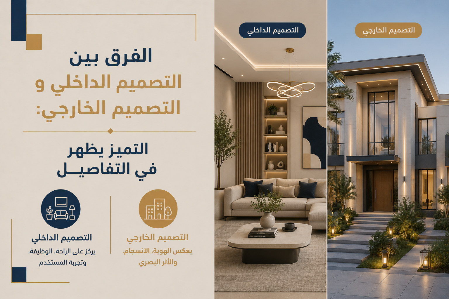 الفرق بين التصميم الداخلي والخارجي