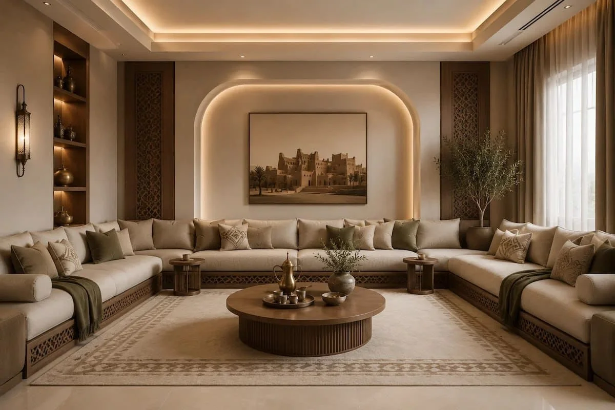 مجلس سعودي عصري يجمع بين الهوية التقليدية والتصميم الحديث